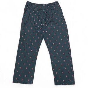 Polo Ralph Lauren Sleepwear Lounge Pants XL Black & Red Pony Logo All Over Print